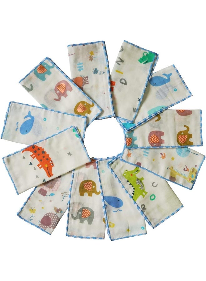Omilion Muslin Baby Washcloths Set(12-Pack), Natural Cotton Infant Bath Towel, Soft Toddler Face Towel Gift Registry Newborn Baby Shower,9x9 Inches, Animal World (Square) - Image 1