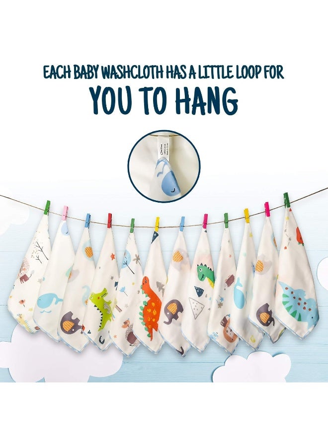 Omilion Muslin Baby Washcloths Set(12-Pack), Natural Cotton Infant Bath Towel, Soft Toddler Face Towel Gift Registry Newborn Baby Shower,9x9 Inches, Animal World (Square) - Image 4