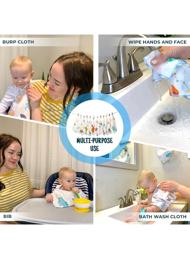 Omilion Muslin Baby Washcloths Set(12-Pack), Natural Cotton Infant Bath Towel, Soft Toddler Face Towel Gift Registry Newborn Baby Shower,9x9 Inches, Animal World (Square) - Image 5