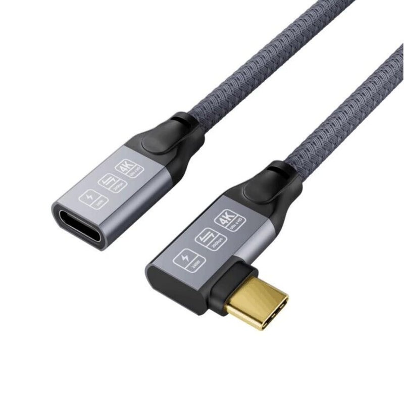 USB C Extension Cable Right Angle 240W Fast Charging 20Gbps Data Transfer for iPhone 16 Series - Image 1