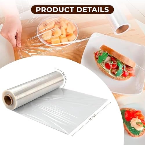Robustt 200 Meter x 12 Inches Bio Food Wrap Cling Film for Food Wrapping | Keeps Food Fresh Eco-Friendly Transparent Wrapping roll | Ideal Cling Film for Food Wrapping - Image 4