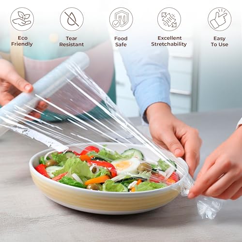 Robustt 200 Meter x 12 Inches Bio Food Wrap Cling Film for Food Wrapping | Keeps Food Fresh Eco-Friendly Transparent Wrapping roll | Ideal Cling Film for Food Wrapping - Image 3