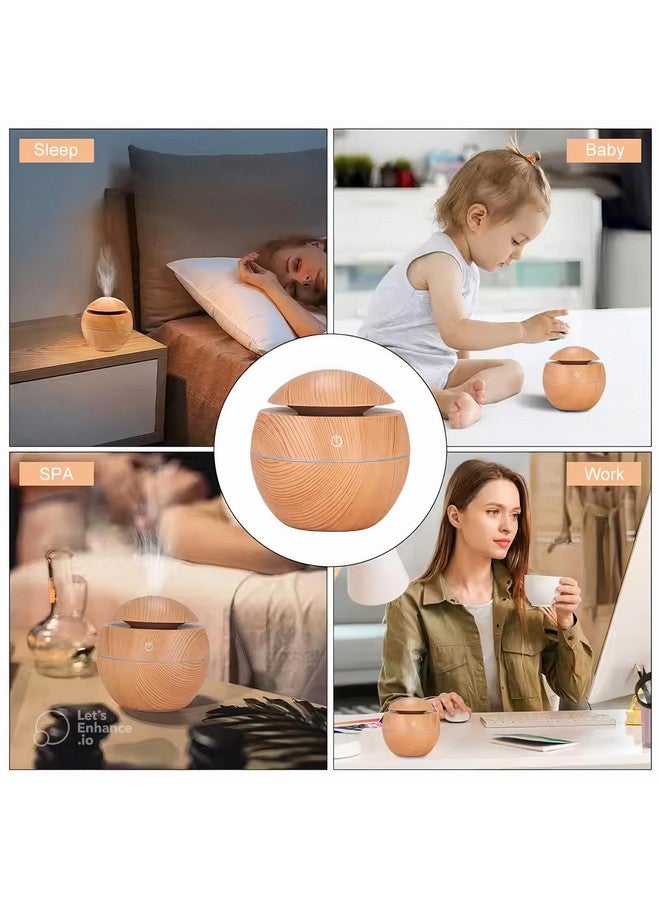 NEXILA Wood Cool Mist Ultrasonic Humidifier For Room Moisture,Aroma Diffuser For Home,Essential Oil Diffuser With Colorful Light,Auto Shut-Off Ideal For office,car,travel,home (Dark wood),130 ml - Image 5