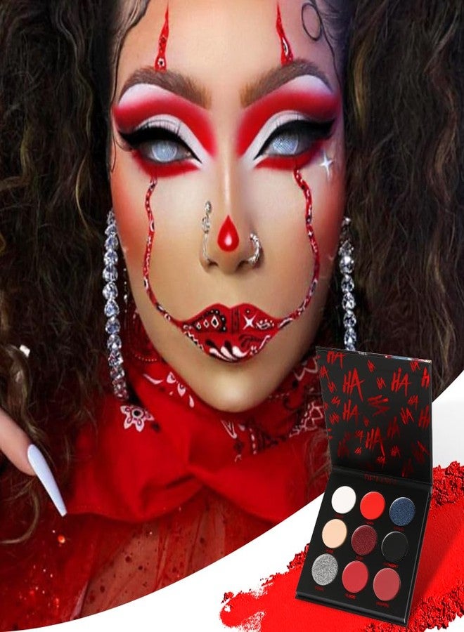 ecofavor Red Goth Eyeshadow Palette - 9 Colors True Hot Red Black Eye Shadows | Halloween Glitters Makeup | Matte Shimmer High Pigmentation | Clown Vampire SFX Halloween Christmas Palette - Image 5