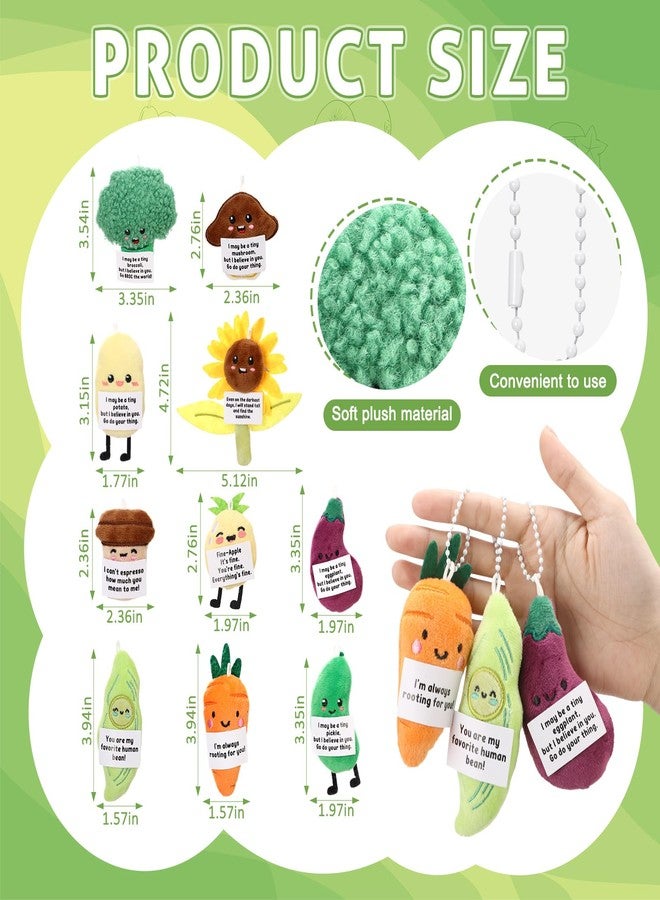 Hotop 50 Pcs Support Plush Keychains Gifts Bulk 3.5 Inch Positive Vegetable Party Favors for Birthday Christmas Stuffers Office Classroom Prizes Appreciation Gifts, 10 Styles - Image 2