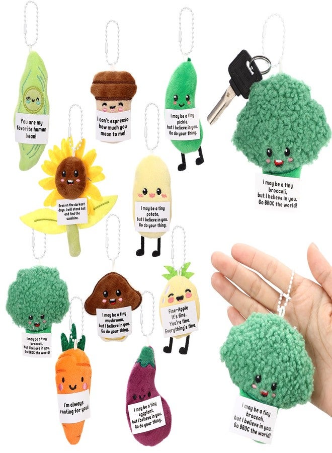 Hotop 50 Pcs Support Plush Keychains Gifts Bulk 3.5 Inch Positive Vegetable Party Favors for Birthday Christmas Stuffers Office Classroom Prizes Appreciation Gifts, 10 Styles - Image 1