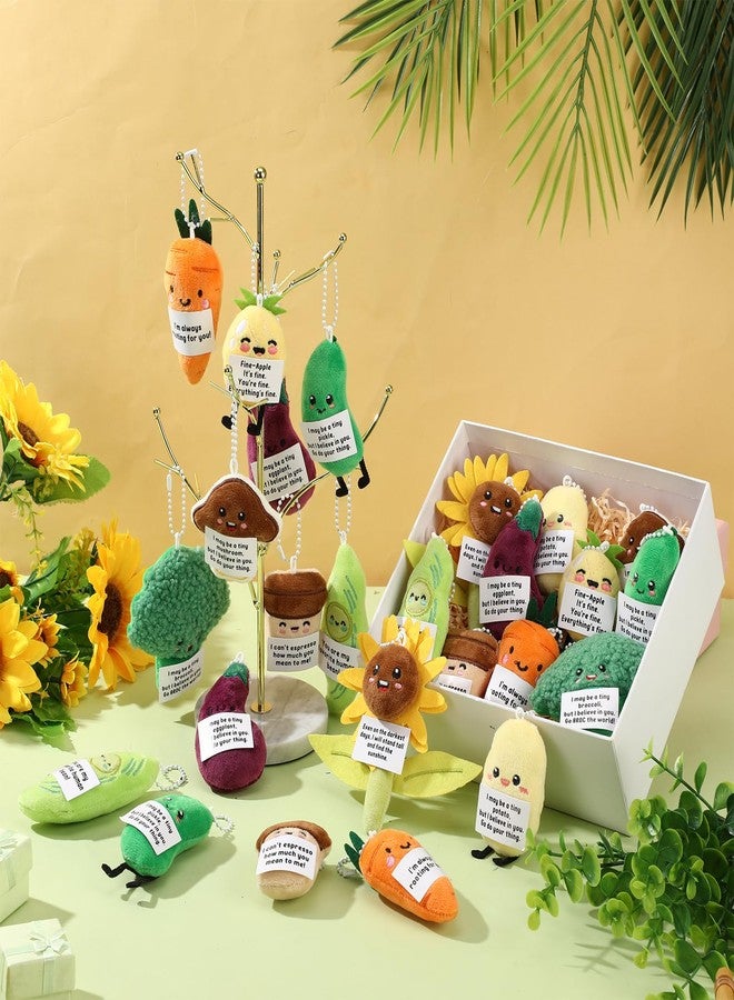 Hotop 50 Pcs Support Plush Keychains Gifts Bulk 3.5 Inch Positive Vegetable Party Favors for Birthday Christmas Stuffers Office Classroom Prizes Appreciation Gifts, 10 Styles - Image 3