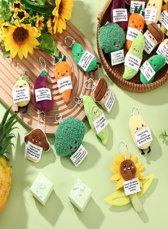 Hotop 50 Pcs Support Plush Keychains Gifts Bulk 3.5 Inch Positive Vegetable Party Favors for Birthday Christmas Stuffers Office Classroom Prizes Appreciation Gifts, 10 Styles - Image 4