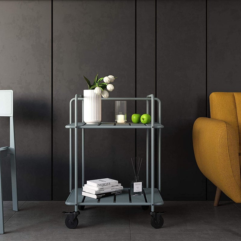 Generic Indian Decor 45646 Poolside Collection Outdoor Indoor Cart Home Serving cart bar cart Restaurant cart moonshell Grey  - Image 3