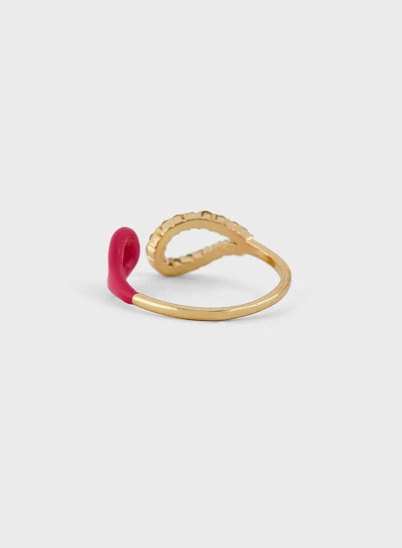 Ginger Enamel Diamante Ring