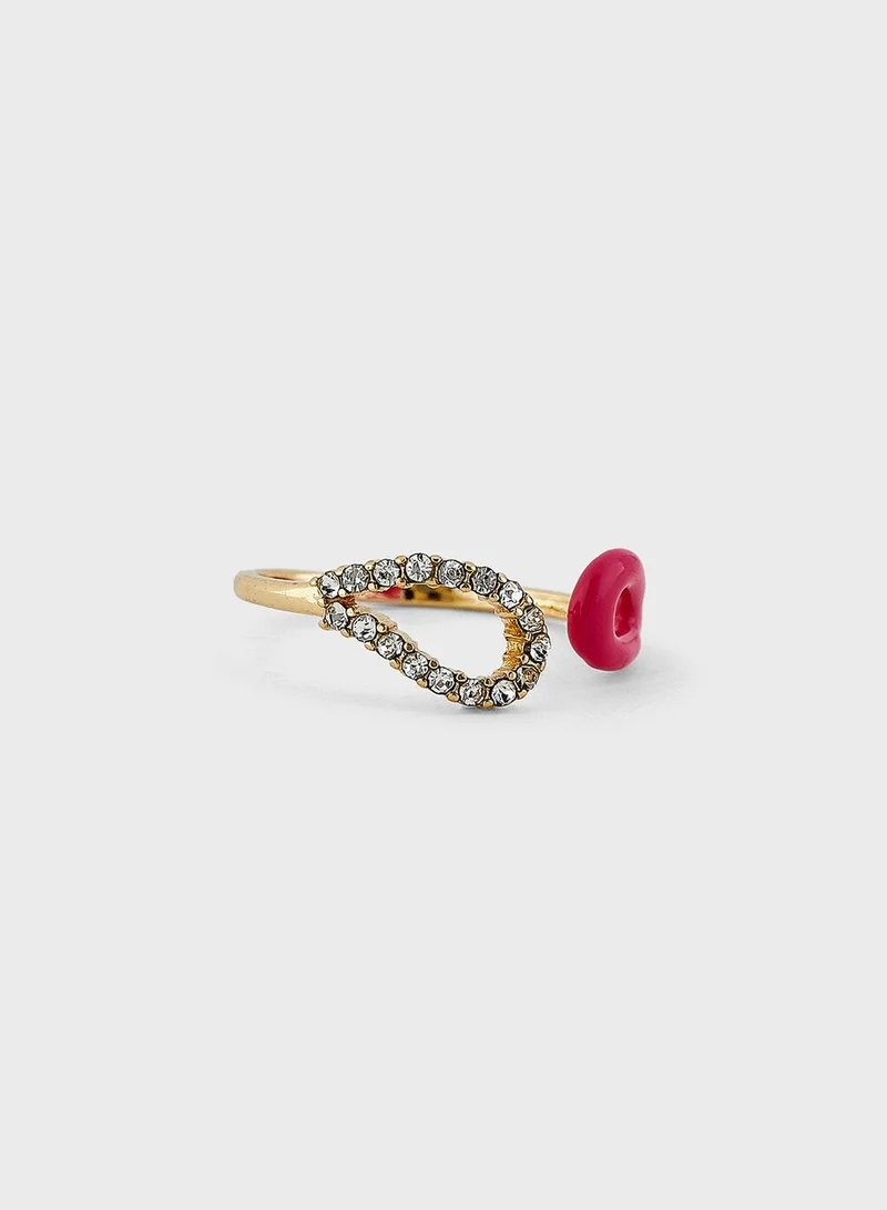 Ginger Enamel Diamante Ring