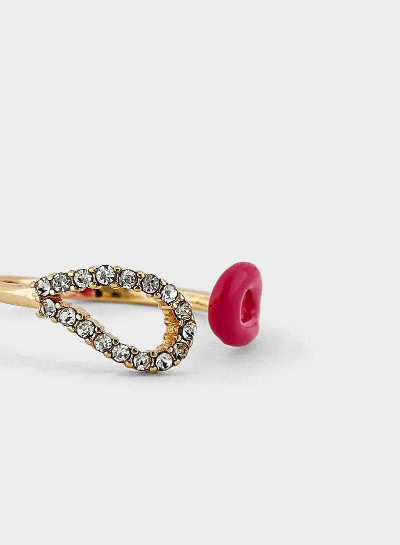 Ginger Enamel Diamante Ring