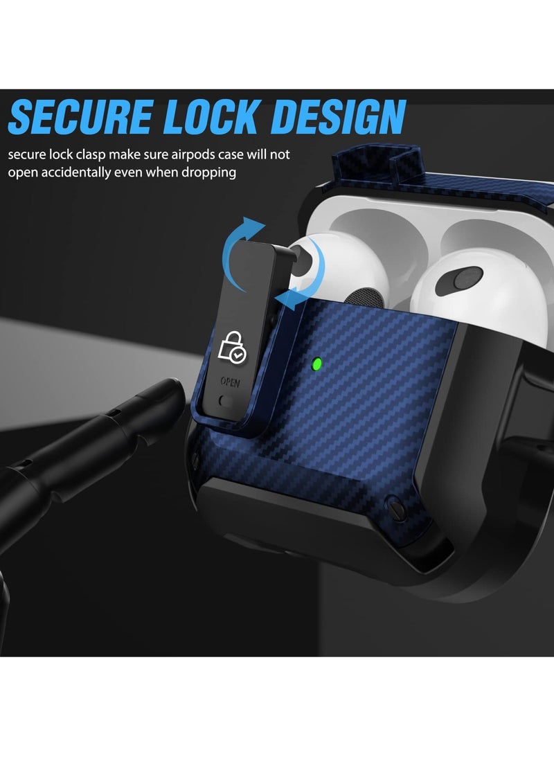 Generic - Airpods 3 Case Cover for Women Men, PC Material with Secure Lock Rugged Cover for Airpods 3rd Generation 2021 Case Front LED Visible Blue - Image 1