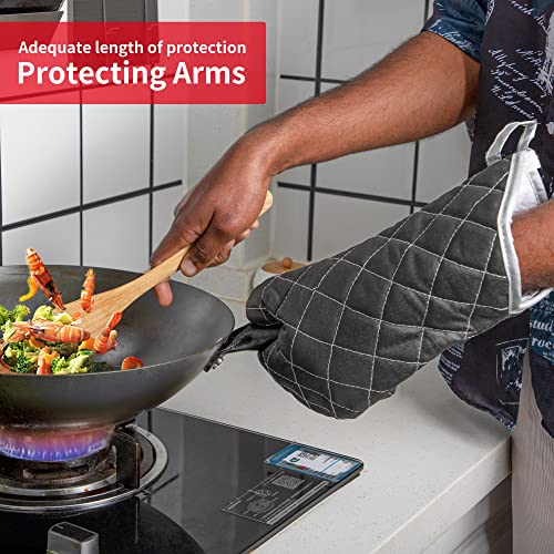 ARCLIBER Oven Mitts Flame Retardant Mitts Heat Resistant to 425 °F 15 Inch Kitchen Mitt Black Color 2-Pack - Image 5