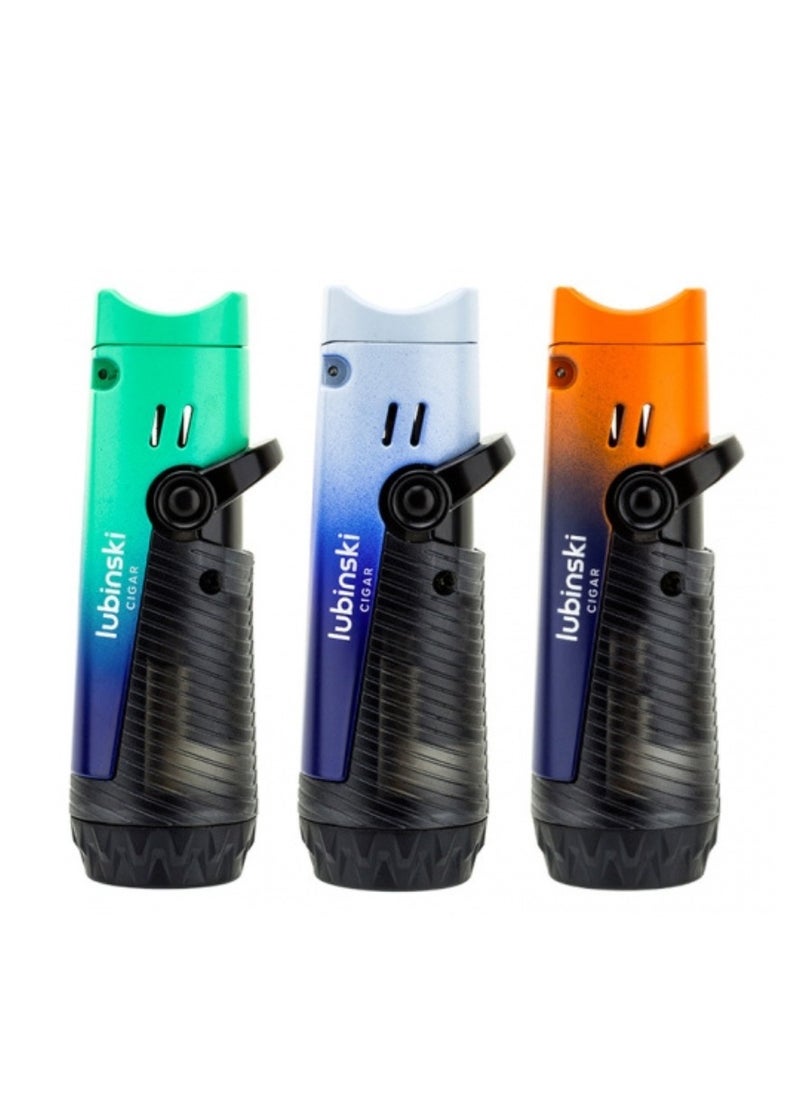 Lubinski Lubinski Portable Lighter with Holder Double Direct Blue Flame Windproof Portable Lighter Blue Gas  - Image 4