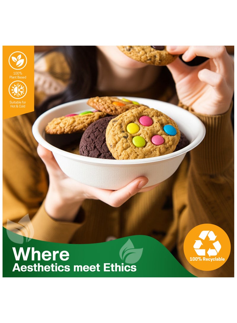 EcoEdge EcoEdge 12 Oz Round White Disposable Sugarcane Fiber Bowls (Pack of 10) | Eco-Friendly, Recyclable, Compostable | Bagasse Paper Bowls for Meals and Snack | Sturdy, Chemical Free | 100% Plant Based  - Image 5