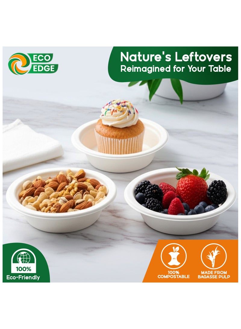 EcoEdge EcoEdge 12 Oz Round White Disposable Sugarcane Fiber Bowls (Pack of 10) | Eco-Friendly, Recyclable, Compostable | Bagasse Paper Bowls for Meals and Snack | Sturdy, Chemical Free | 100% Plant Based  - Image 3