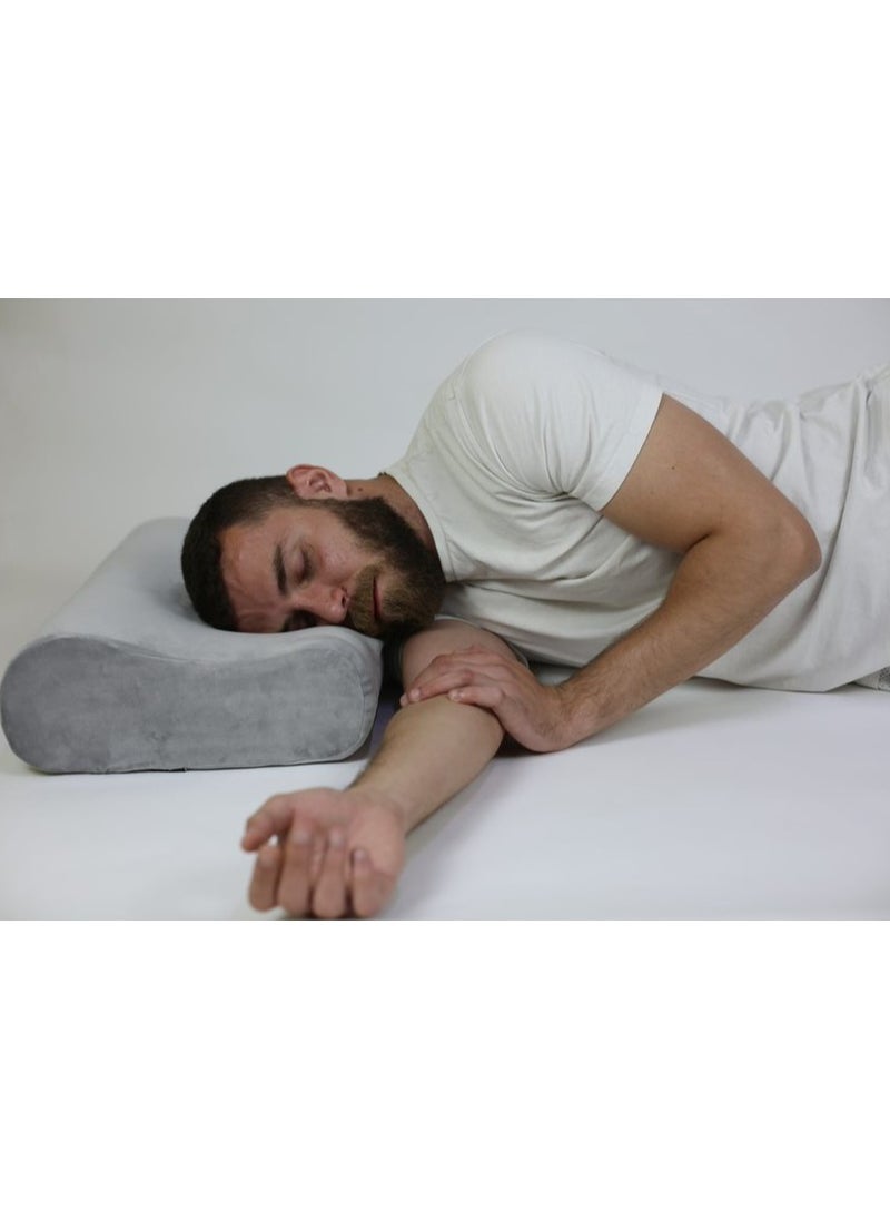 Medical bed pillow for sleeping, German memory foam to prevent neck, shoulder and spine pain (grey, 60 * 30)