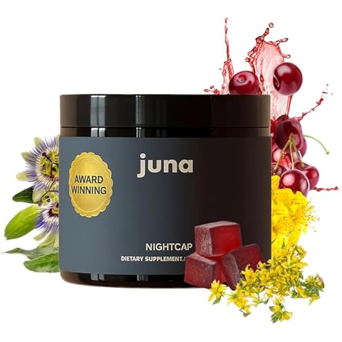 Juna Nightcap Sleep Gummies — Plant-Based Phytomelatonin + 8 Botanicals for Deep, Restorative Sleep | Non Groggy | GABA, Magnesium, Tart Cherry, Passionflower | Sugar-Free, Vegan | 30 Gummies - Image 1