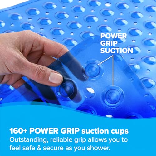 SlipX Solutions Essential Square Shower Mat, 21"x21", Grippy Textured Surface, 25% Stronger Suction Cups, Non-Slip Shower Floor Mat for Bathers of All Ages, Fits Standard Shower Stalls & Tubs, Blue - Image 3