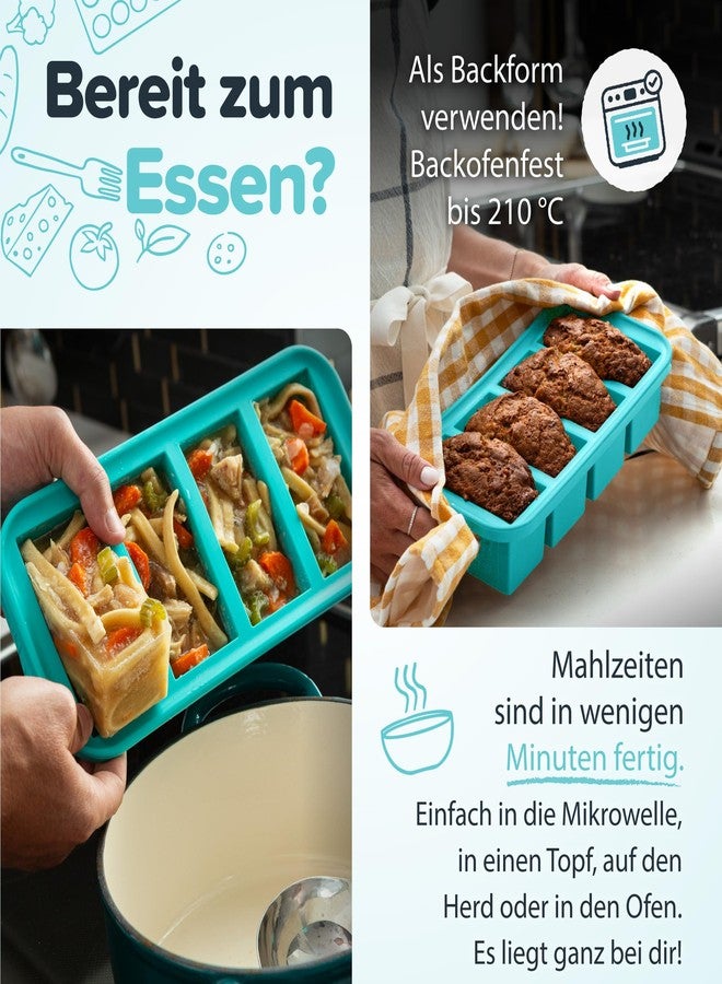 Souper Cubes 2 Cup Silicone Freezer Tray With Lid - Easy Meal Prep Container and Kitchen Storage Solution - Silicone Mold for Soup and Food Storage - Aqua - 1-Pack - Image 5