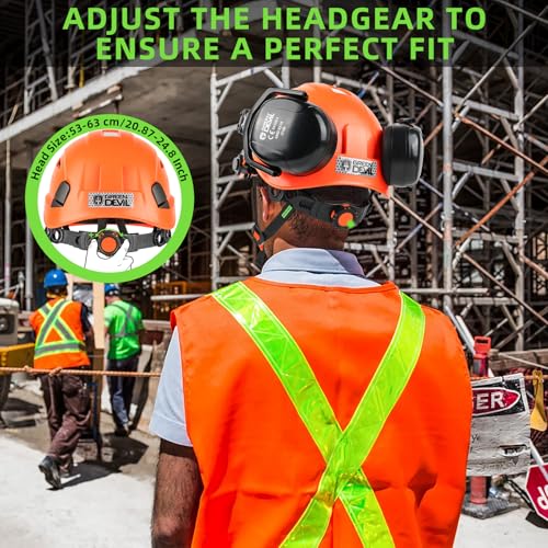 GREEN DEVIL Hard Hat Safety Helmet with Visor and Ear Muffs Men Women Vented Work Hardhat ANSI Z89.1 Cascos De Construccion for Industrial Construction Forestry - Image 5