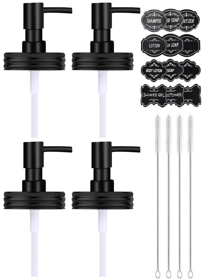 Watsango Mason Jar Soap Dispenser Set, Rustproof Plastic Lotion Pump and Lids Accessories for Regular Mouth Mason Jar and Farmhouse Kitchen Counter Decor- 4 Pack Black - Image 1