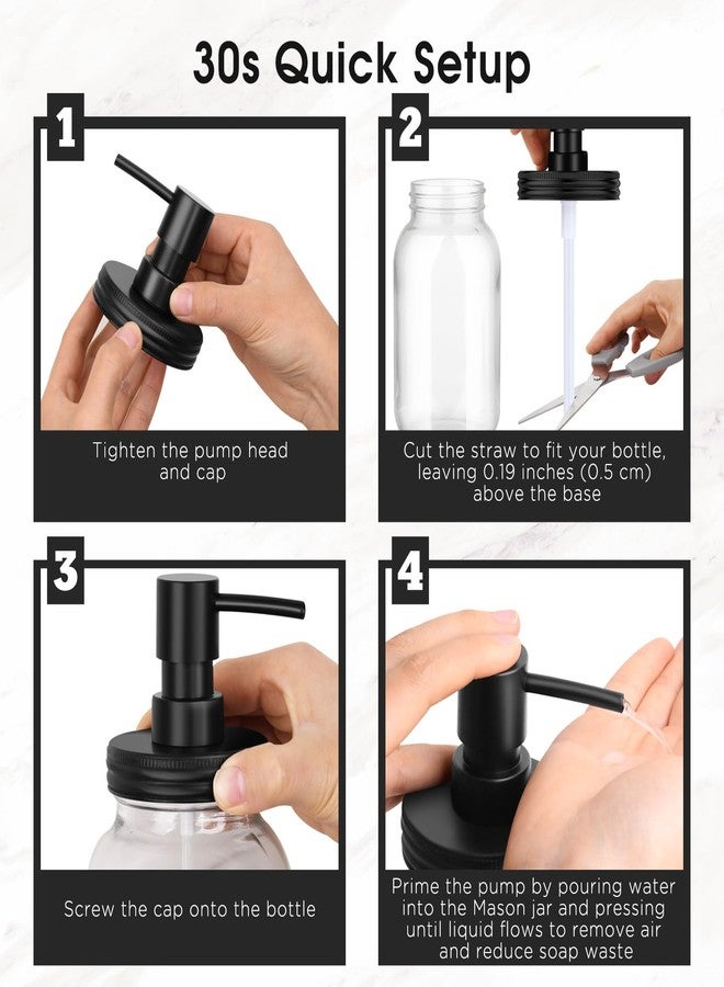 Watsango Mason Jar Soap Dispenser Set, Rustproof Plastic Lotion Pump and Lids Accessories for Regular Mouth Mason Jar and Farmhouse Kitchen Counter Decor- 4 Pack Black - Image 2