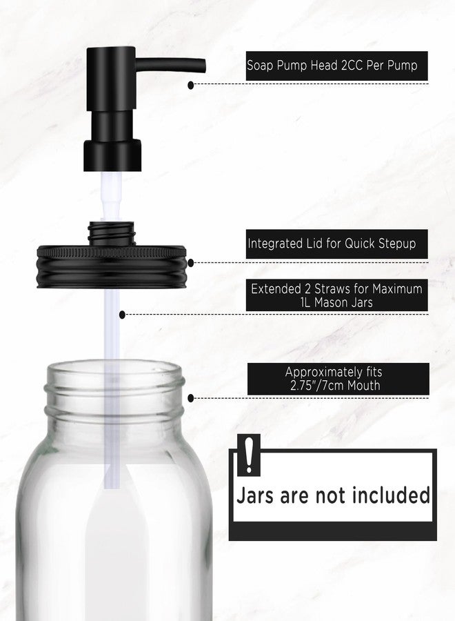 Watsango Mason Jar Soap Dispenser Set, Rustproof Plastic Lotion Pump and Lids Accessories for Regular Mouth Mason Jar and Farmhouse Kitchen Counter Decor- 4 Pack Black - Image 3