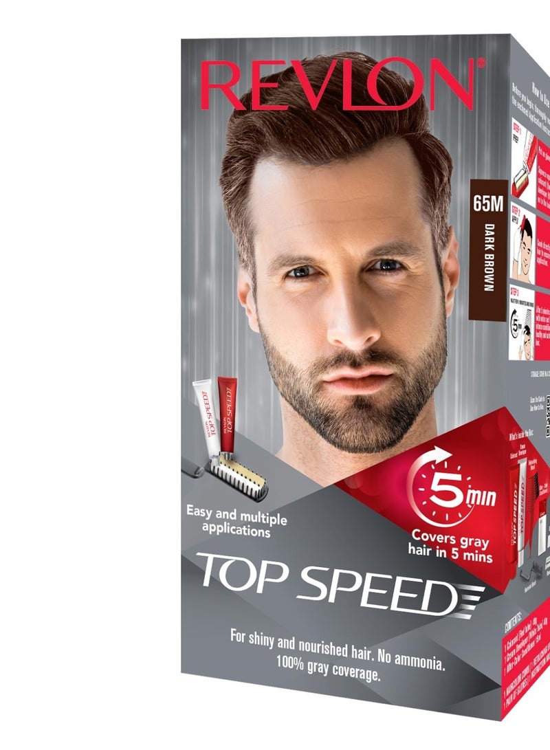 Revlon Top Speed Hair Color - Men -Dark Brown 65M - Image 1