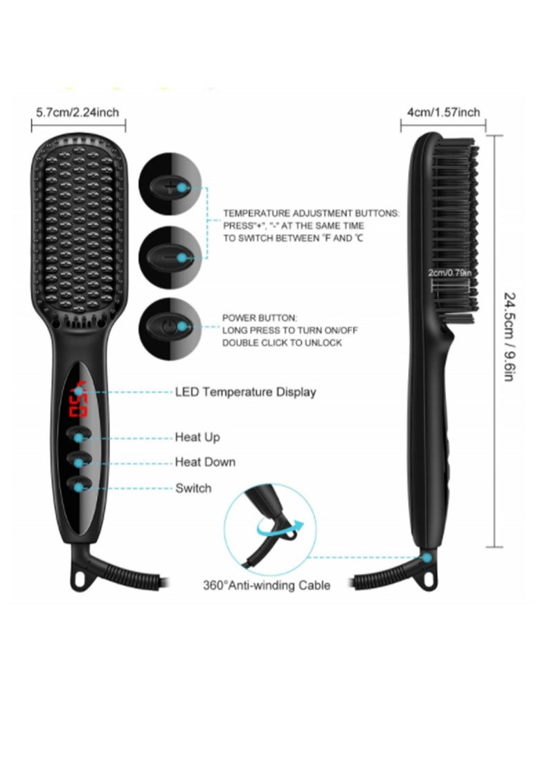 Ru syanl Beard and Hair Straightener Brush Cordless Straightening Brush for Women Men, Portable Mini Hair Straightener Comb  - Image 5