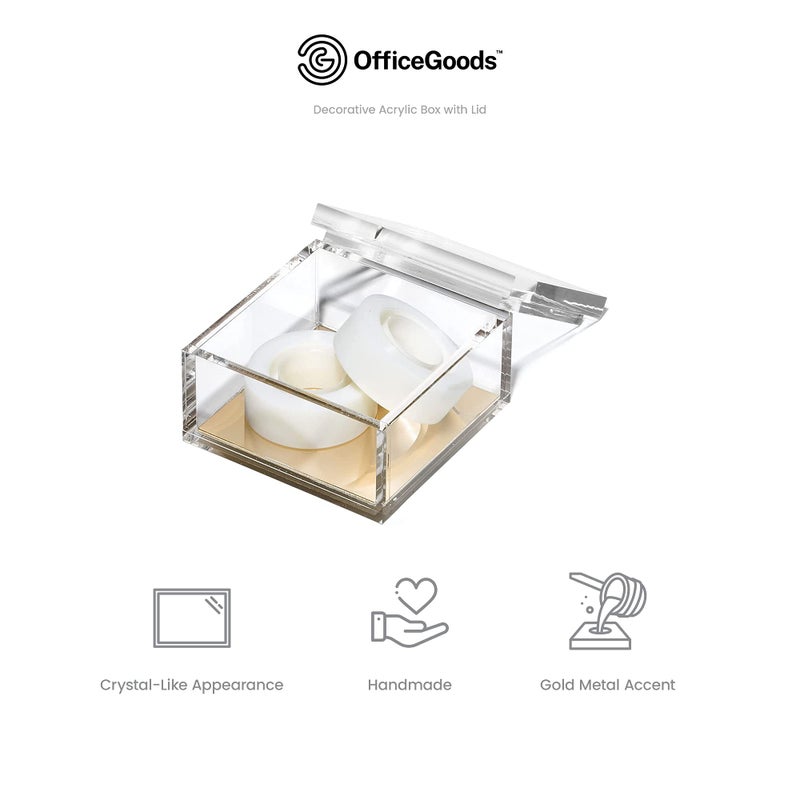 OfficeGoods Acrylic Desk Organizer w/Gold Base â€“ Functional & Elegant Odds & Ends Box for Display or Storage â€“ Perfect for Home or Office, Kitchen, Bathroom Vanity, Curio Display - Small - Image 5