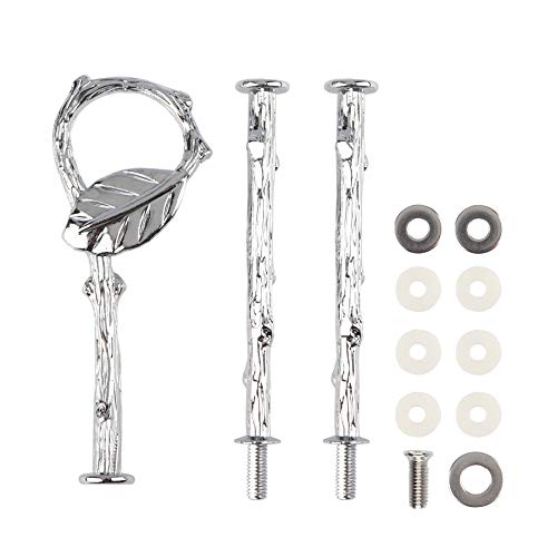 Happy Will 3 Tier 14" Heavy Metal Cake Stand Holder Fruit Plate Stand Fitting Hardware Rod with Stylus (Sliver_Leaves) - Image 1