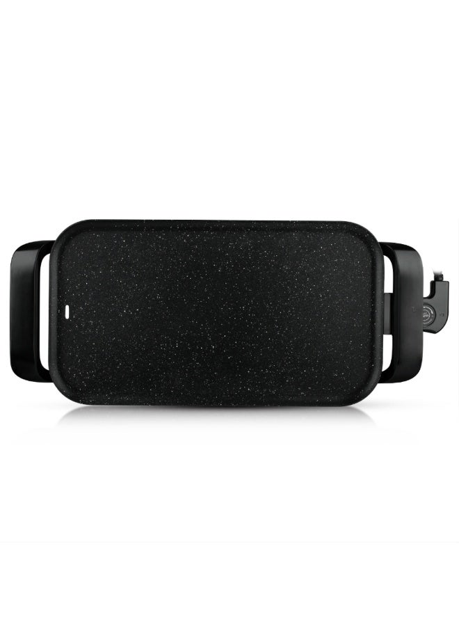 شواية كهربائية صغيرة محمولة - صانعة هوت دوغ بدون دخان، شواية تيبانياكي لشرائح اللحم، والسندويشات، واللحوم، والباربكيو | غير لاصقة، سريعة التسخين، شواية سطحية داخلية/خارجية - Image 2