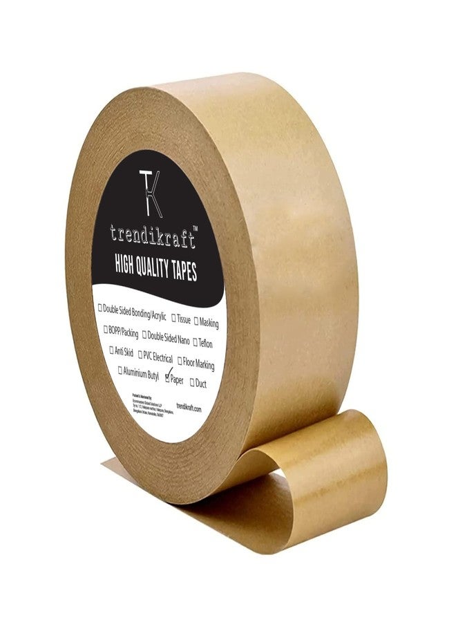 TRENDIKRAFT 2 inch x 50 meter Pack of 1 Brown Kraft Paper Tape Easy-to-Tear Writable Non-Coated Surface for Sealing Packaging Use Eco-Friendly and Recyclable - Image 1