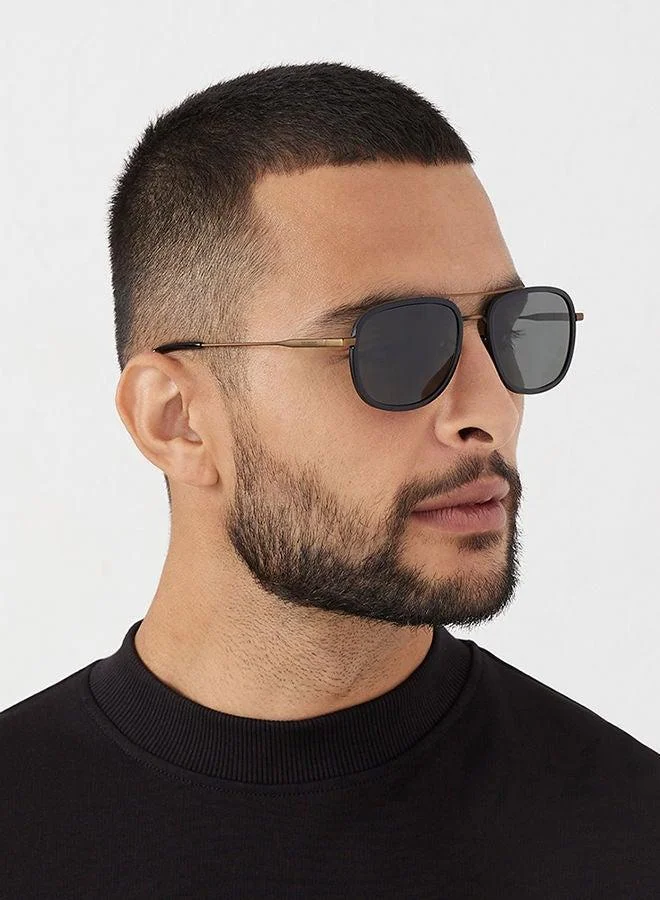 30Sundays 30Sundays NOSTALGIA,Men Sunglasses, Rectangle Sunglasses, UV Protection: UV400 (Black,Gray)