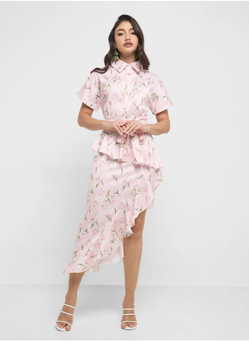 ELLA Printed Frilled Dress