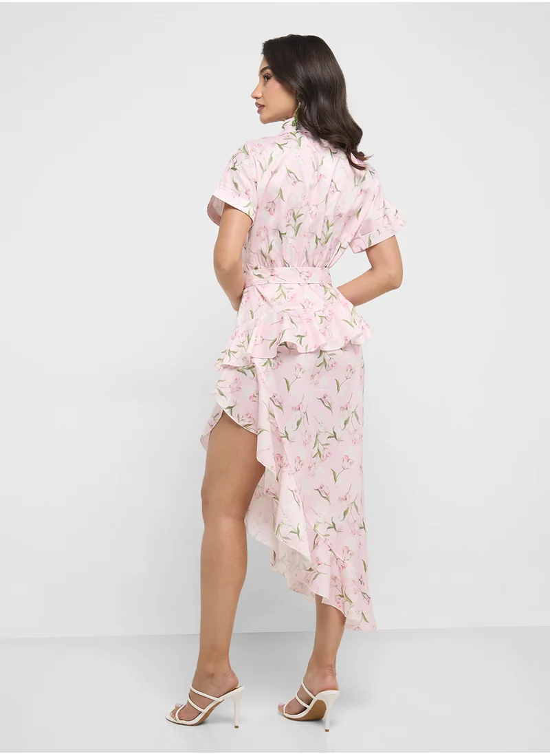 ELLA Printed Frilled Dress