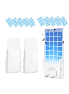 Yakiter Plug-in Mosquito Killer, Indoor Flying Insect Trap for Flies, Fruit Flies, Gnats, UV Attractant Catcher & with Adjustable Brightness Night Light, 2 Device + 10 Pcs Cards (White)  - Image 1