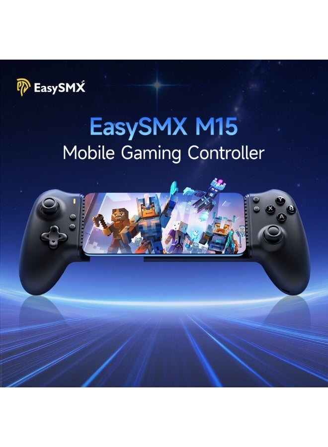 EasySMX وحدة تحكم الألعاب المحمولة EasySMX M15 الكلاسيكية للأندرويد/آيفون 15 سلسلة الألعاب السحابية XBOX/PS/Steam Link/أركيد/جوجل بلاي/لونا/جيم باس مع زناد هول/عصا التحكم اهتزاز قابل للتعديل 6 مستويات زرين خلفيين قابلين للتخصيص أزرار ميكانيكية تصميم مريح قبضة مضادة للانزلاق بطارية 400 مللي أمبير أبعاد قابلة للتمديد: 102 مم - 176 مم - Image 2