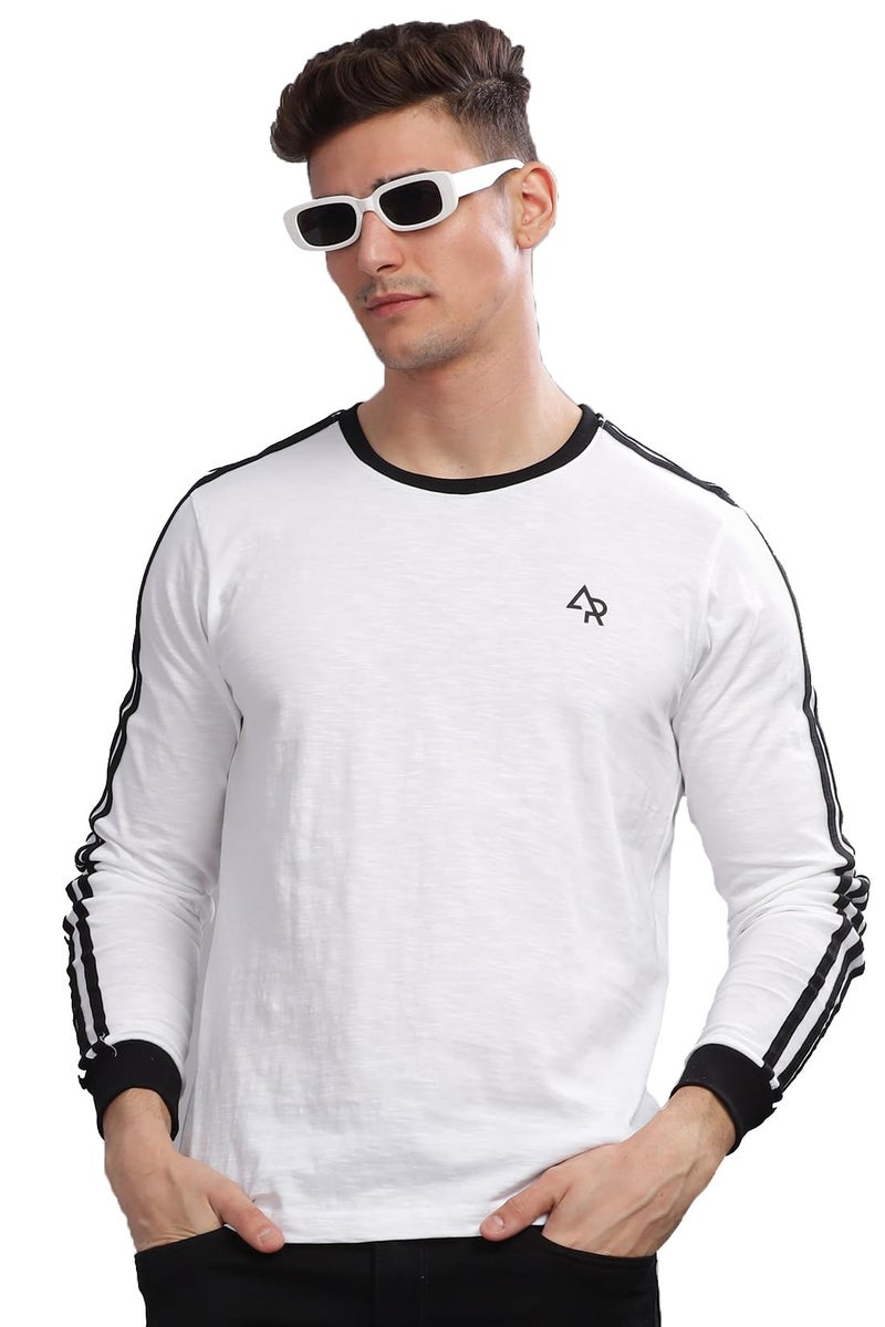 ADRO Full Sleeve Tshirt for Men | Full T Shirt for Men | 100% Slub Cotton Tshirt | Full Sleeve T-Shirt | Mens Full Sleeves T Shirts |FR3-24-WHI-WH-2XL White - Image 1