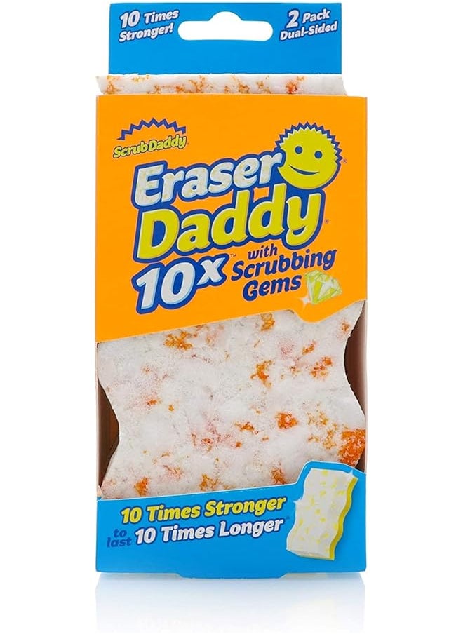 Scrub Daddy - Scrub Daddy Eraser Sponge - 10x More Durable Than Traditional Erasers with Scrubbing Gems - Removes Dirt, Scuffs & Stains - Water Activated Sponge Eraser (2 Pack) - Image 1
