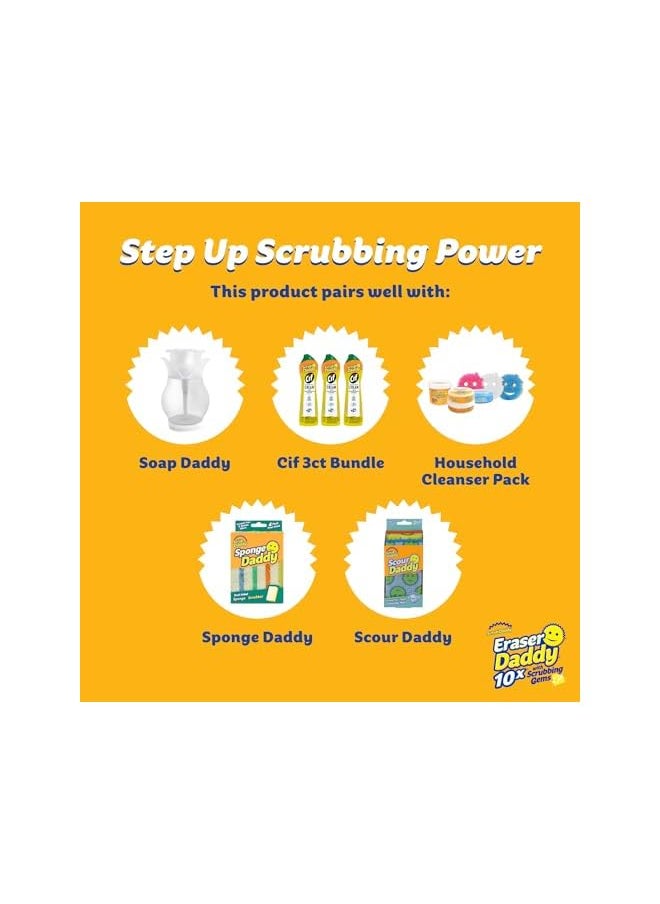 Scrub Daddy - Scrub Daddy Eraser Sponge - 10x More Durable Than Traditional Erasers with Scrubbing Gems - Removes Dirt, Scuffs & Stains - Water Activated Sponge Eraser (2 Pack) - Image 1