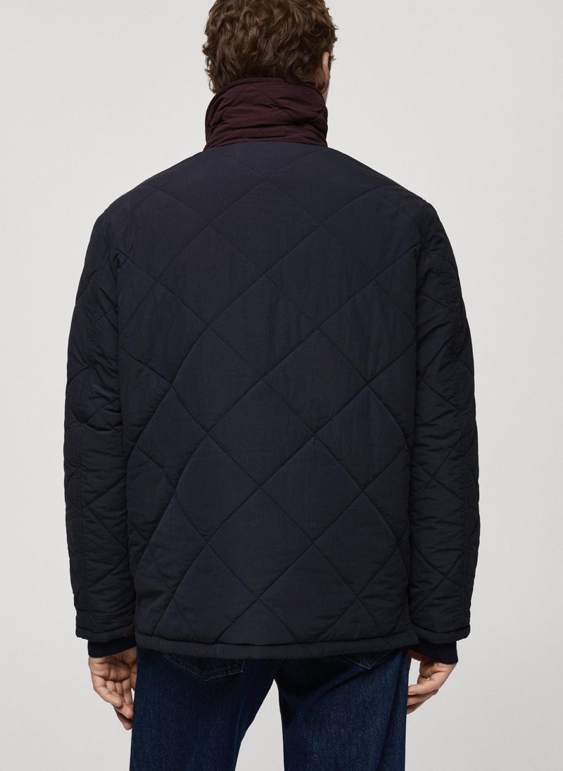 Mango Man Casual Two-Tone Reversible Quilted Jacket  - Image 2