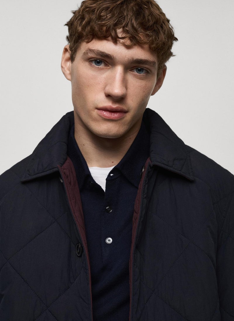 Mango Man Casual Two-Tone Reversible Quilted Jacket  - Image 4