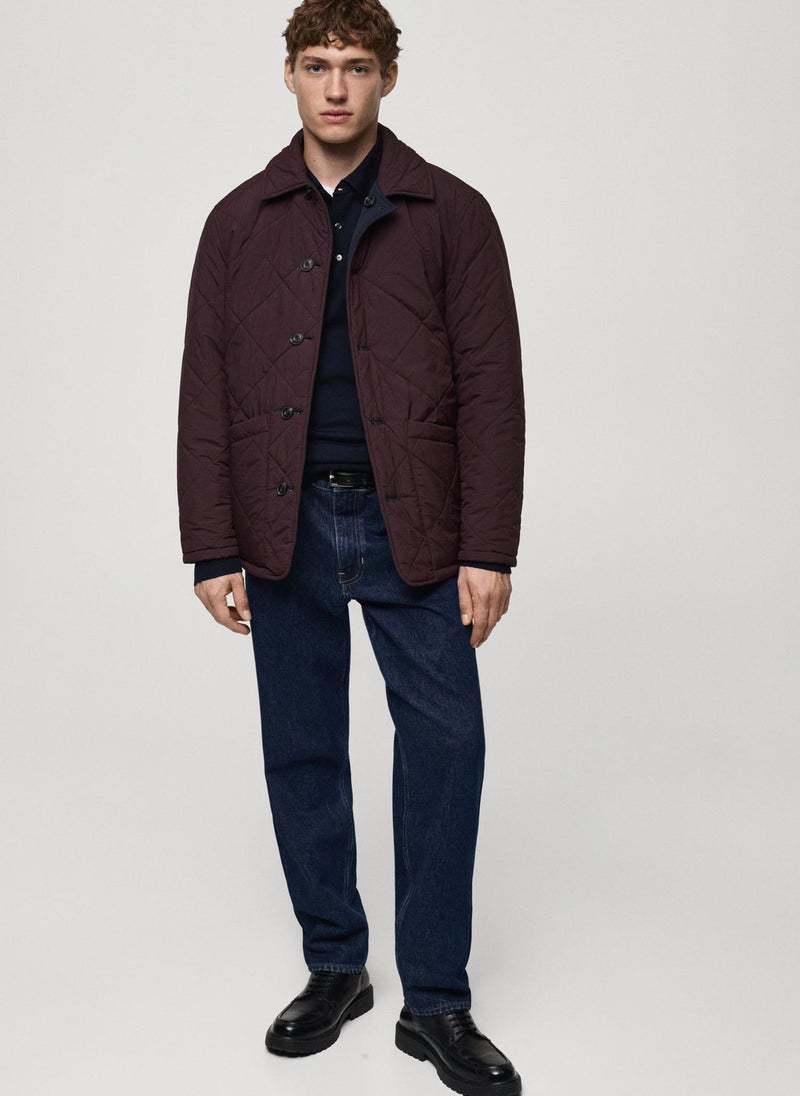 Mango Man Casual Two-Tone Reversible Quilted Jacket  - Image 5