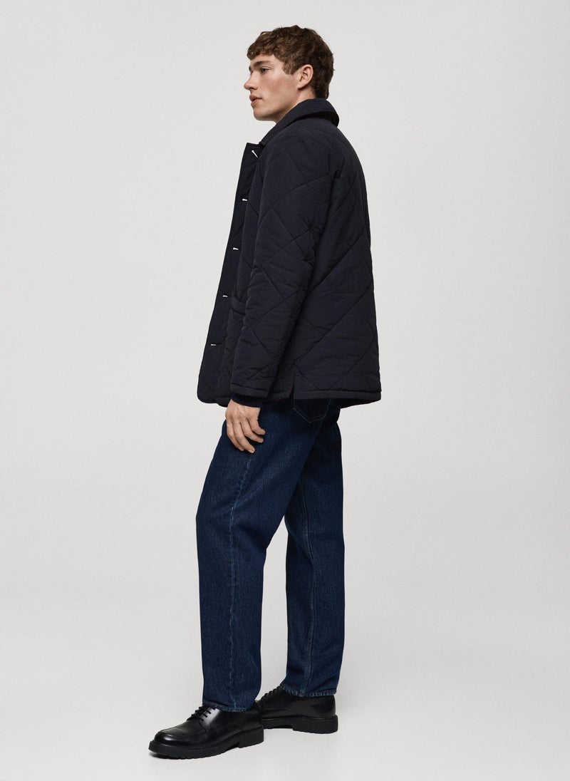 Mango Man Casual Two-Tone Reversible Quilted Jacket  - Image 3