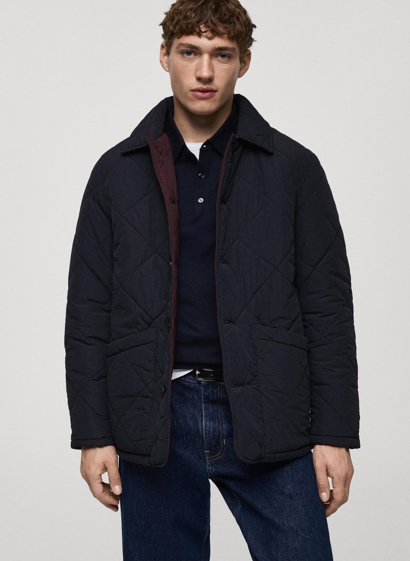 Mango Man Casual Two-Tone Reversible Quilted Jacket  - Image 1