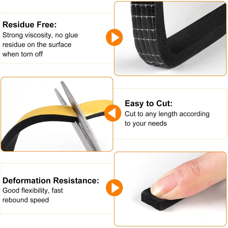 Ninsula 33Ft Door Weather Stripping, (1/2in x 1/4in), Strong Adhesive, Sound Proof, Door Insulation, Weatherproof Foam Tape for Doors, Weatherstripping for Doors Frames, Windows - Image 5