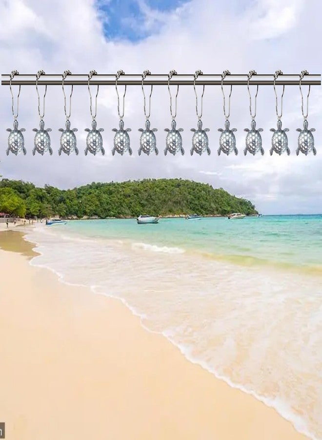 KKpxafl Sea Turtles Shower Curtain Hooks Rings for Bathroom, Silver Metal Shower Curtain Hanger Set,Ocean Shower Curtain Hanger Hooks（24Pcs） - Image 3